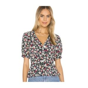 Cupcakes and Cashmere Top Womens Button Front sz L Cottage Ditzy Floral Causal